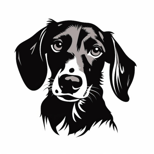 Iconografia pessoal de cabeça de cachorro Dachshund de gato preto e branco