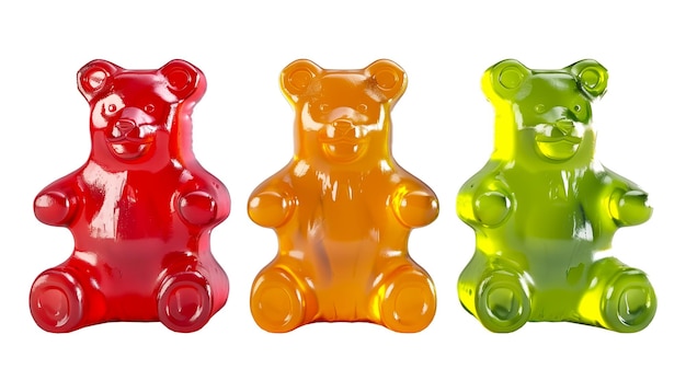 Iconos 3D de osos de goma de colores