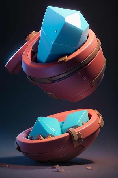 Iconos de accesorios de escena de juego de color forma de artículo virtual modelado de renderización 3D fondo de papel tapiz