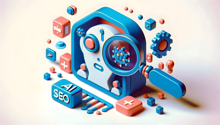 Foto iconos de algoritmo de ia 3d y concepto de seo para diseños vectoriales en fondo blanco