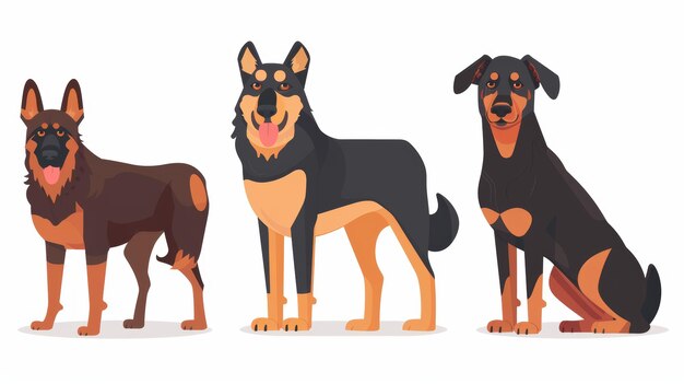 Foto iconos de animales con dibujos animados perros lindos en fondo blanco razas de perros de raza pura incluyen pastores alemanes dobermans y komondors