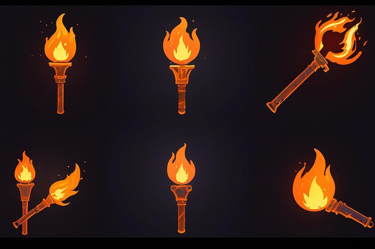 Foto iconos de la antorcha de fuego