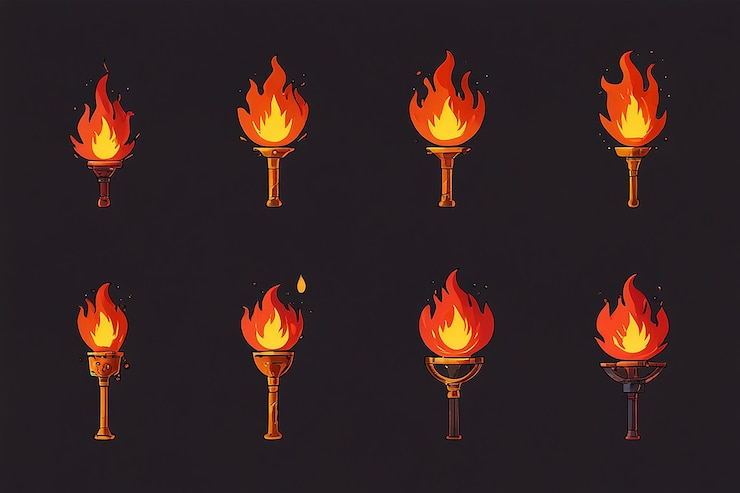Foto iconos de la antorcha de fuego