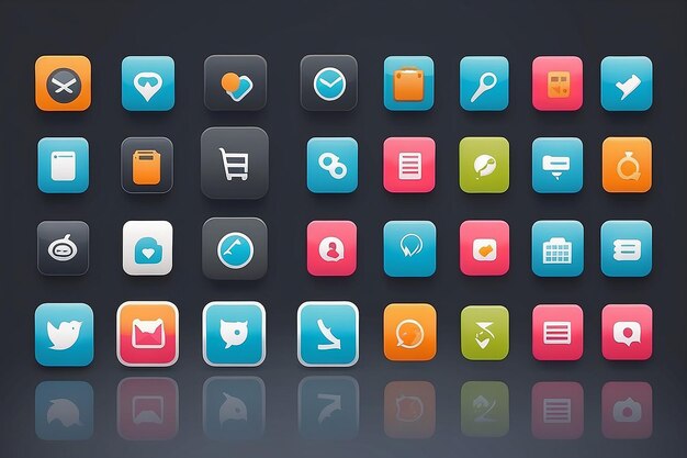 Foto iconos de aplicaciones móviles vectoriales