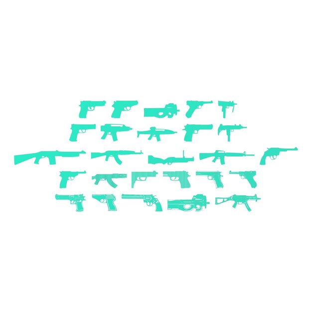 Foto iconos de armas objetos efecto gradiente foto jpg conjunto vectorial