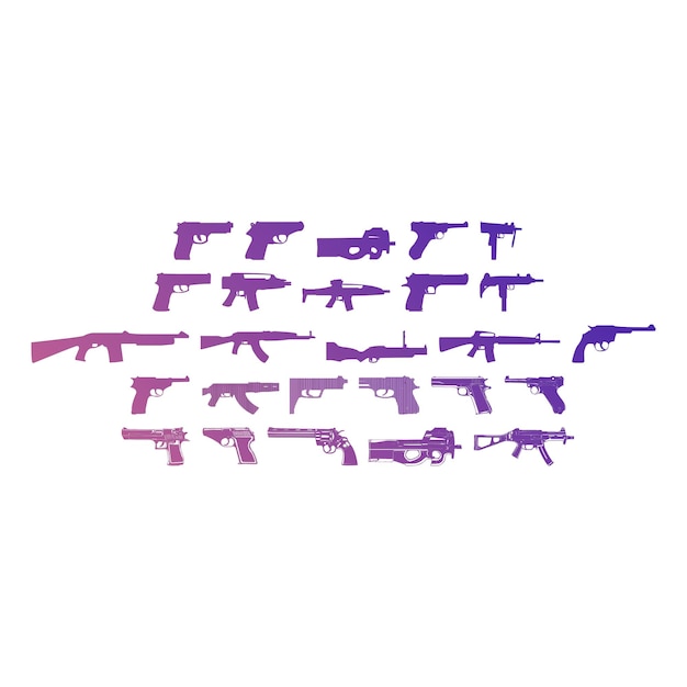 Foto iconos de armas objetos efecto gradiente foto jpg conjunto vectorial