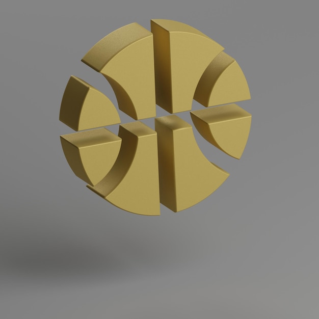 Íconos de baloncesto Símbolo amarillo Íconos sociales en fondo gris Ilustración de renderización 3D B