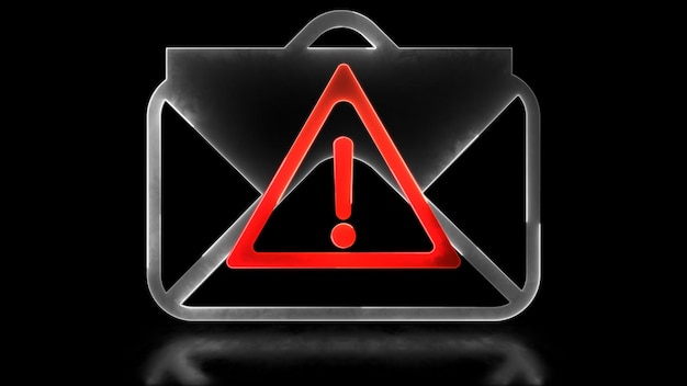 Iconos de bucle brillantes de correo electrónico de spam con efecto de neón de fondo negro