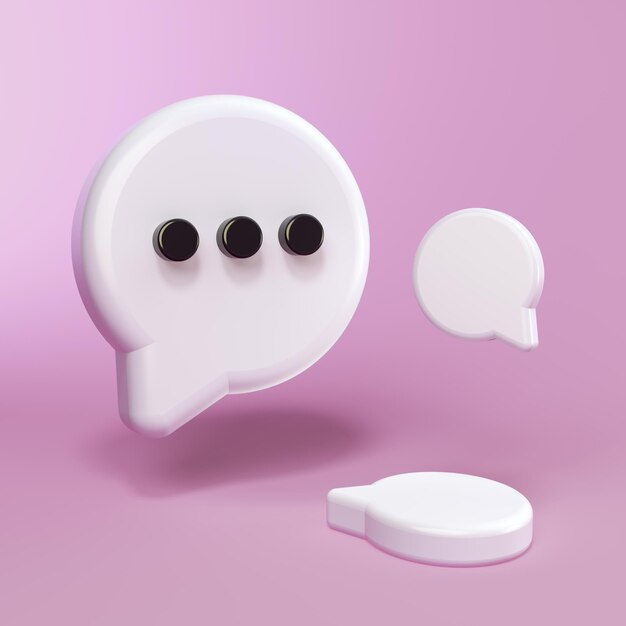 Los íconos de la burbuja de chat aislados sobre un fondo rosado estilo minimalismo de dibujos animados concepto de Internet 3D