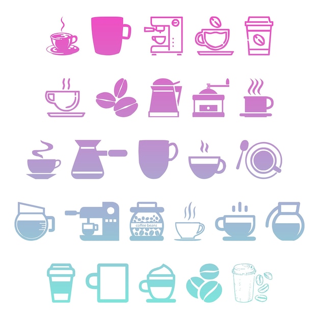 los íconos de café los elementos efecto gradiente foto jpg conjunto vectorial