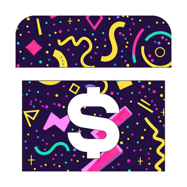 Iconos de la caja del dólar Estilo de patrón de los años 80 púrpura