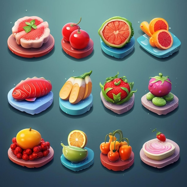 Iconos de comida 3D