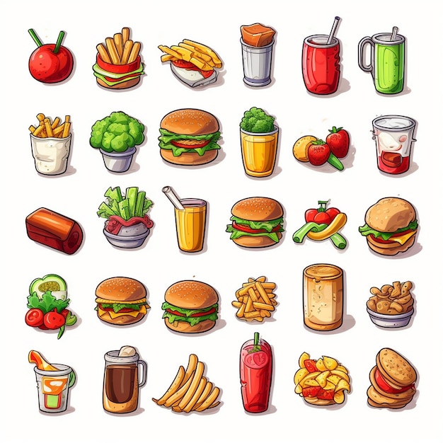 Foto iconos de comida rápida en 3d