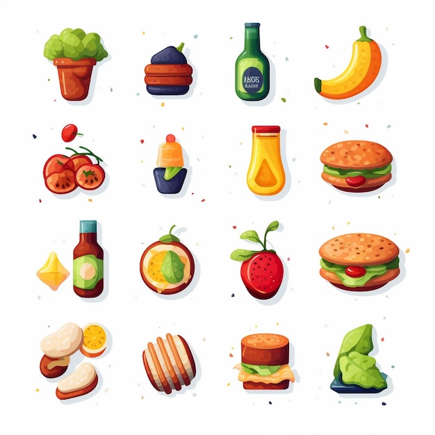 Foto iconos de comida rápida en 3d