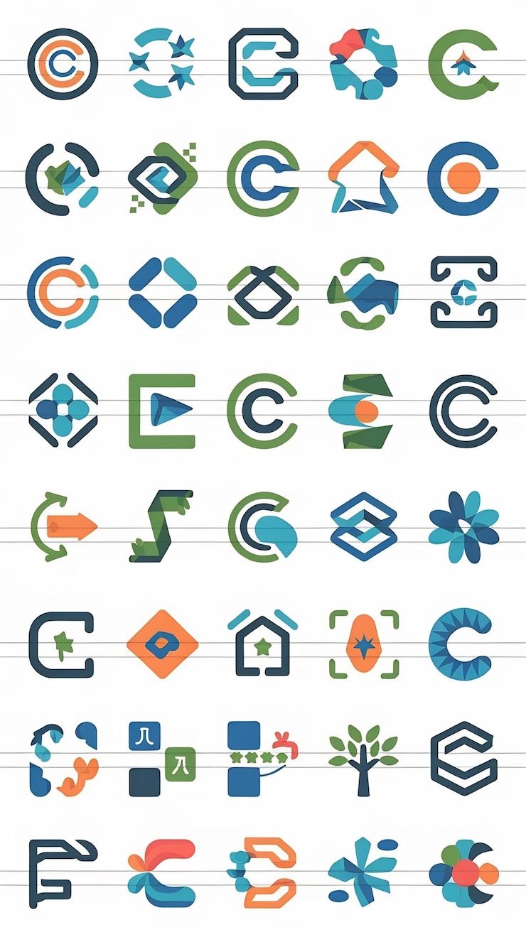 Foto iconos de la compañía de vector de letras c signos planos símbolos conjunto de logotipos