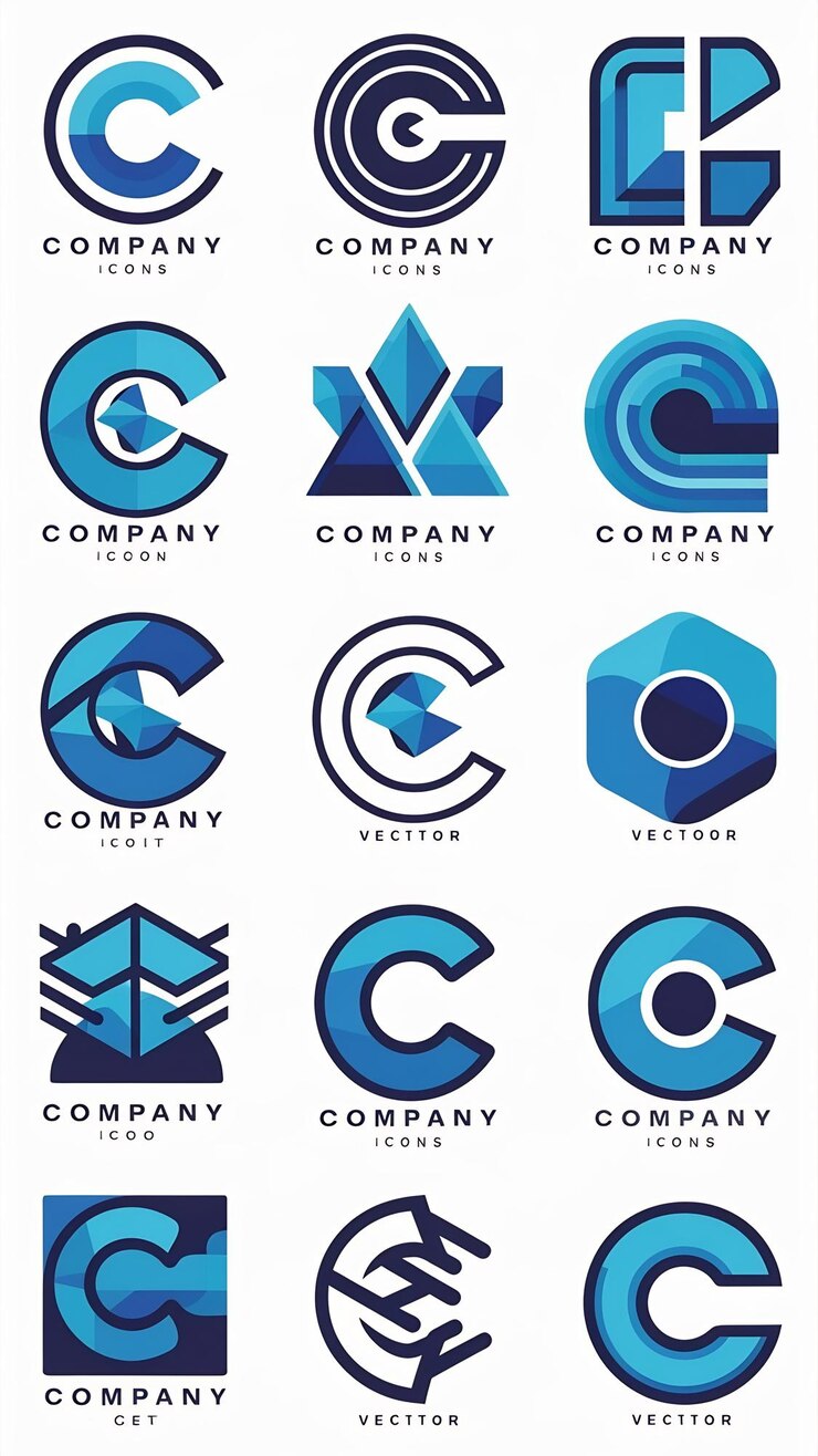 Foto iconos de la compañía de vector de letras c signos planos símbolos conjunto de logotipos