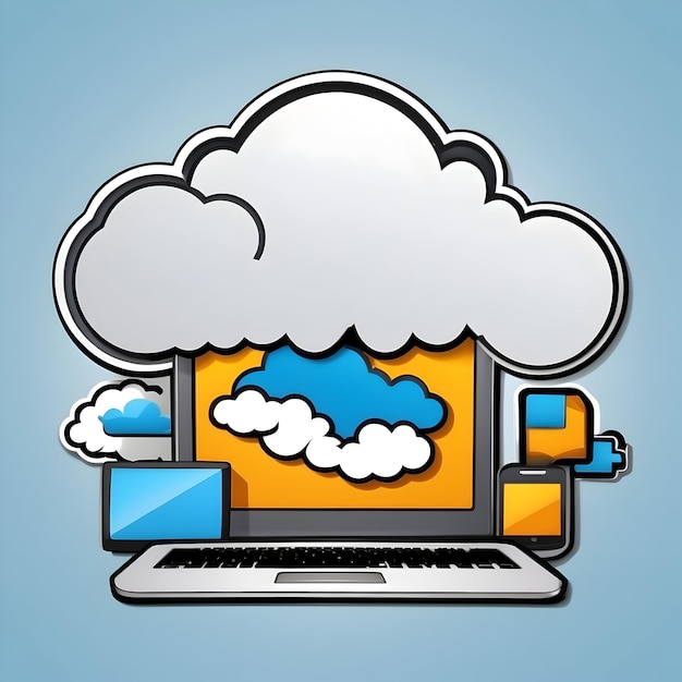 Foto iconos de computación en la nube símbolos de tecnología en la nube almacenamiento de datos servicios en la nube cloud computing solut