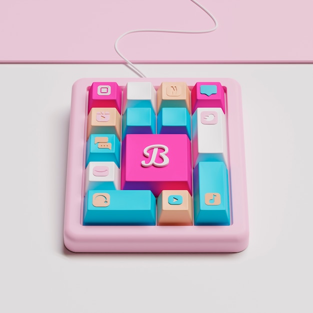Foto iconos de comunicación y redes sociales en el teclado.