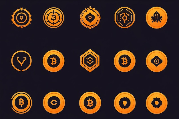 Iconos de criptomonedas de vector de descifrado