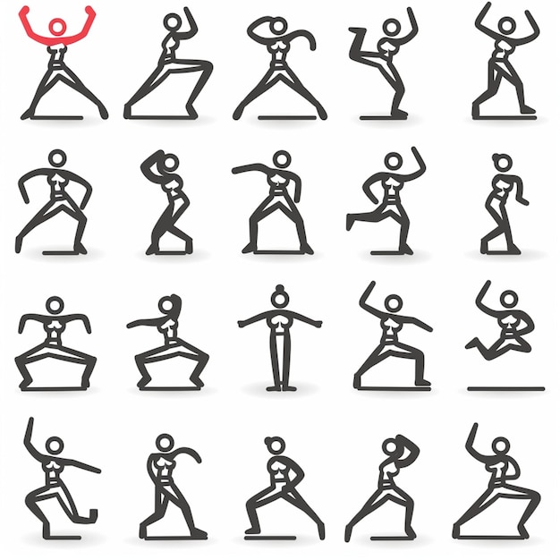 Iconos de DanceFit Gráficos vibrantes para aplicaciones de aeróbico y danza