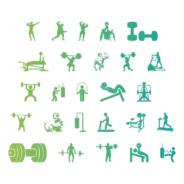 Foto iconos de deportes de construcción de cuerpo elementos efecto gradiente foto conjunto vectorial jpg