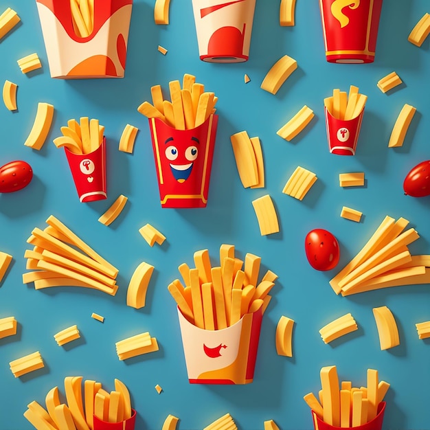 Foto iconos de dibujos animados de patatas fritas ilustración de icono de comida rápida concepto de estilo de dibujo animado plano aislado