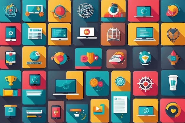 Iconos de diseño web desarrollo de sitios web gráficos símbolos de Internet de computadora