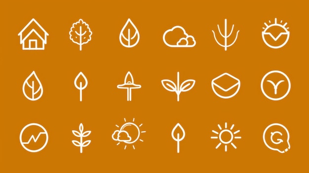 iconos de ecología sobre ilustración de fondo beige