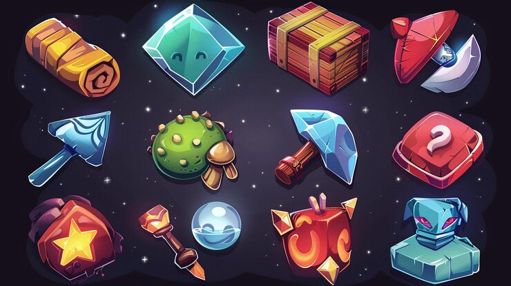 Foto iconos y elementos de juego