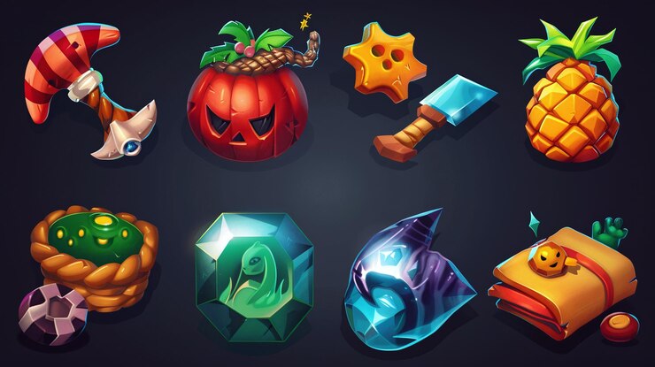 Foto iconos y elementos de juego