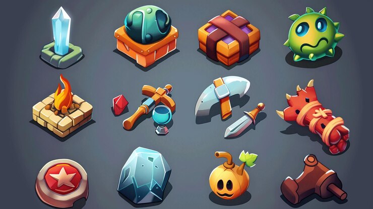 Foto iconos y elementos de juego