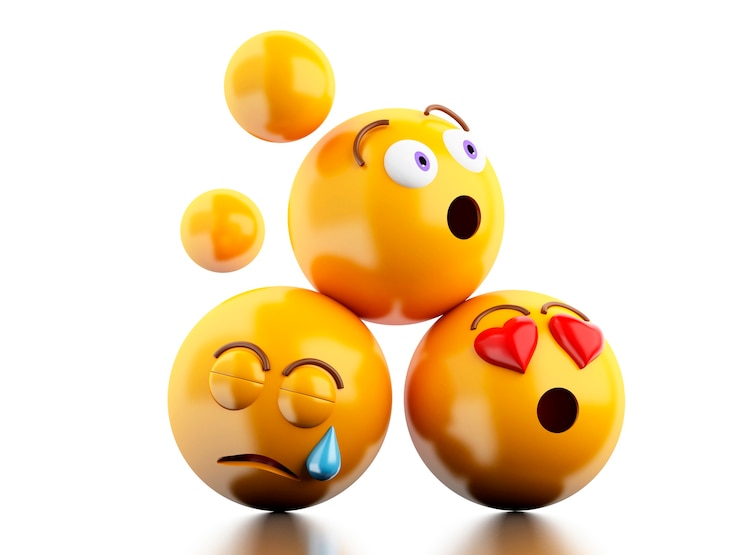 Foto iconos de emojis 3d con expresiones faciales.