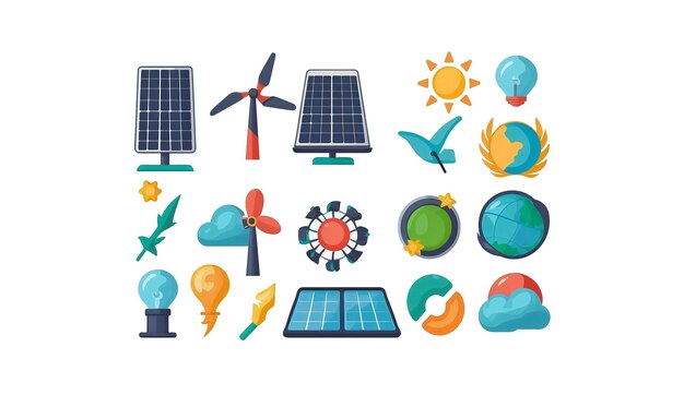 Foto iconos de energía verde conjunto de energía solar icones de colección moderna