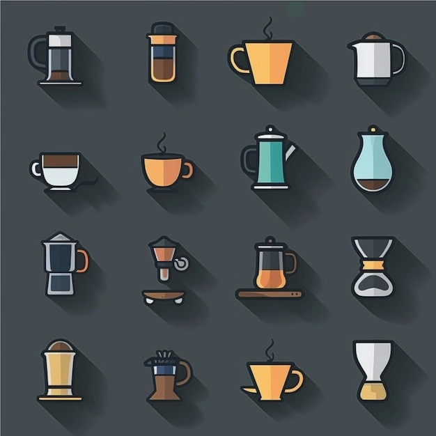 Iconos de equipos de elaboración de café