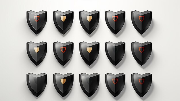 Iconos de escudo de seguridad configurados con marca de verificación