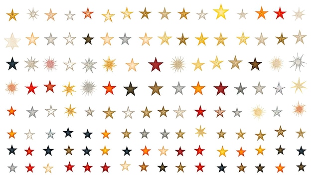 Iconos de estrellas dibujados a mano dispuestos en un conjunto vectorial listo para su incorporación sin problemas