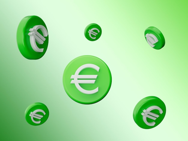 Iconos del euro Dinero volador Economía finanzas dinero Riqueza símbolo 3d ilustración