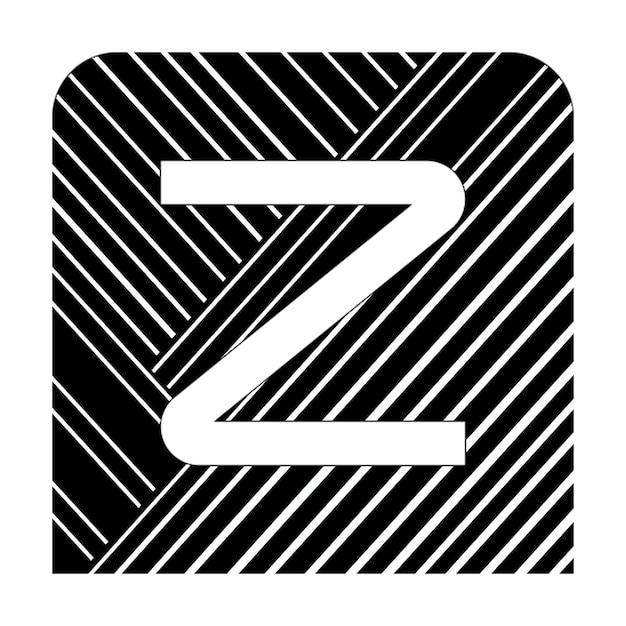 Iconos de fotos cuadrado z icono líneas diagonales blancas y negras