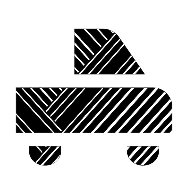 Foto iconos de fotos icono de camioneta de recogida líneas diagonales blancas y negras