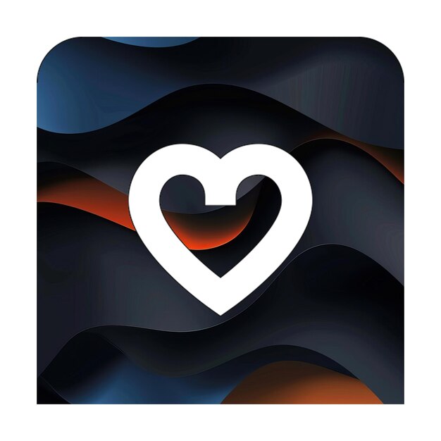 Iconos de fotos icono de corazón cuadrado oscuro negro naranja ondas textura