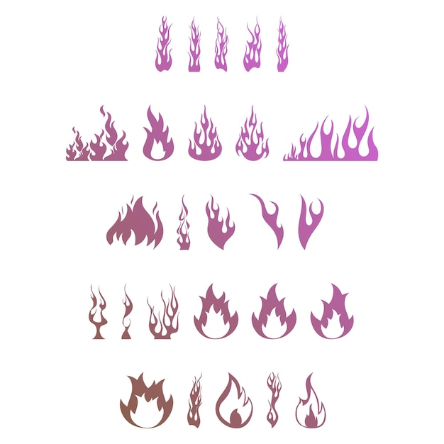 Iconos de fuego elementos efecto gradiente foto conjunto vectorial jpg