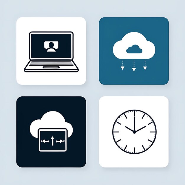 Iconos de gestión del tiempo de transferencia de datos de computación en la nube