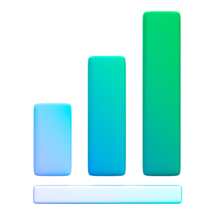Foto iconos de gráficos de barras pegatina png diseño de gradiente 3d fondo transparente