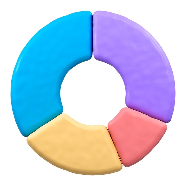 Iconos de gráficos de pastel pegatina png diseño de textura de arcilla 3D fondo transparente