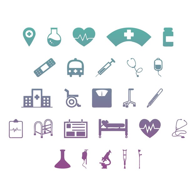 Iconos del hospital elementos efecto gradiente foto conjunto vectorial jpg