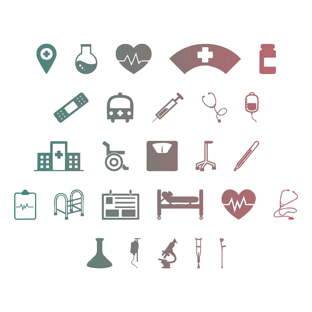 Iconos del hospital elementos efecto gradiente foto conjunto vectorial jpg