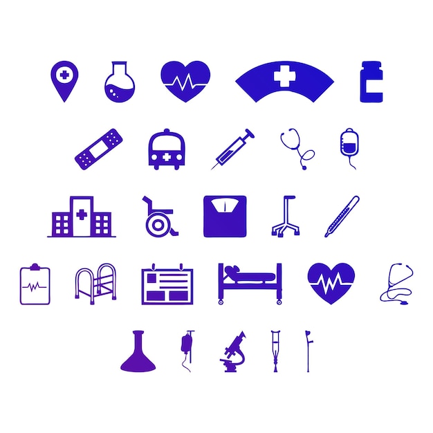 Foto iconos del hospital elementos efecto gradiente foto conjunto vectorial jpg