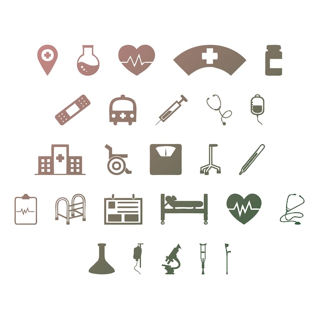 Iconos del hospital elementos efecto gradiente foto conjunto vectorial jpg