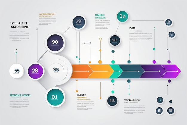 Iconos de infografía de cronología de visualización de datos empresariales diseñados para plantilla de fondo abstracto, elemento de hito, diagrama moderno, proceso, tecnología