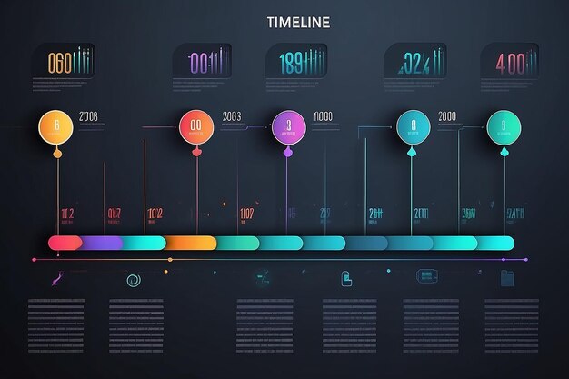 Foto iconos infográficos de linha de tempo de visualização de dados de negócios projetados para modelo de fundo abstrato elemento de marco diagrama moderno